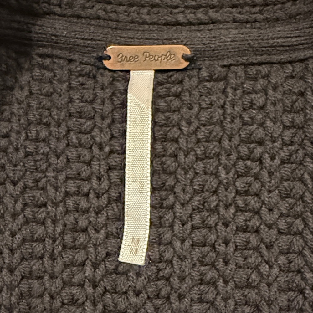Free People Black Chunky Open-Front Knit Cardigan - Picture 2 of 6